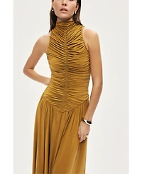Nocturne Women's Ruched High-Neck Maxi Dress