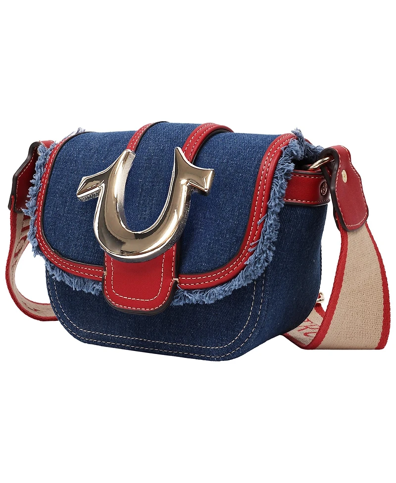 True Religion Women's Asher Frayed Edge Mini Flap Crossbody