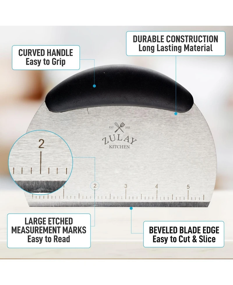 Zulay Kitchen Multi-purpose Bench Scraper And Chopper - Round