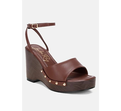 London Rag Women's Colada Ankle Strap Studded Wedges