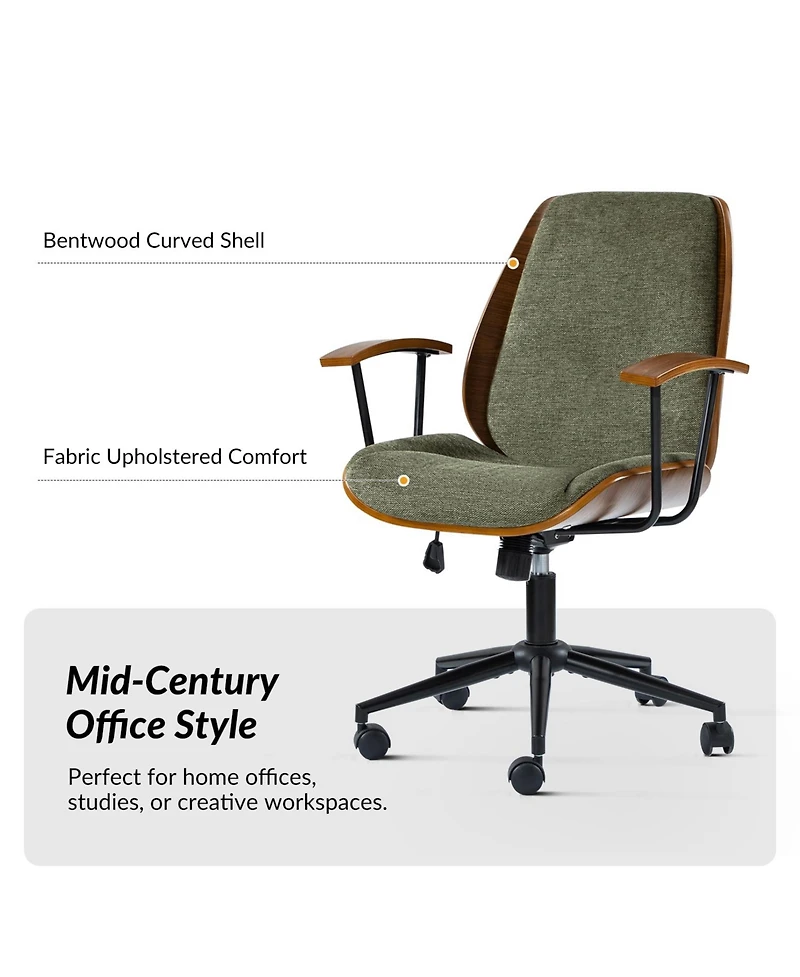 Hulala Home Oswina 37.75"H Modern Tilting Upholstered Solid Wood Office Chair with Bent