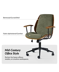 Hulala Home Oswina 37.75"H Modern Tilting Upholstered Solid Wood Office Chair with Bent