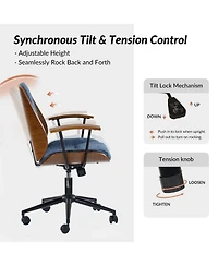 Hulala Home Oswina 37.75"H Modern Tilting Upholstered Solid Wood Office Chair with Bent