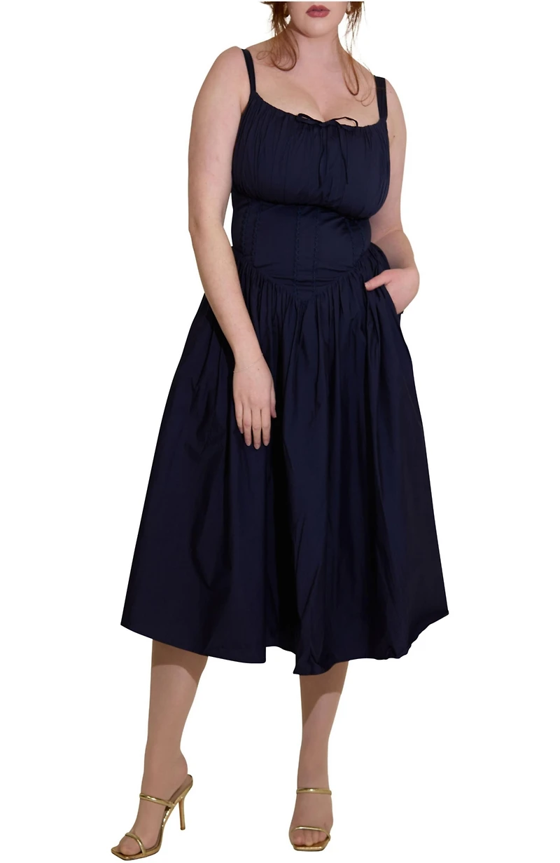 Taideux Women's Camille Fuller Bust Cotton Mini Corset Dress