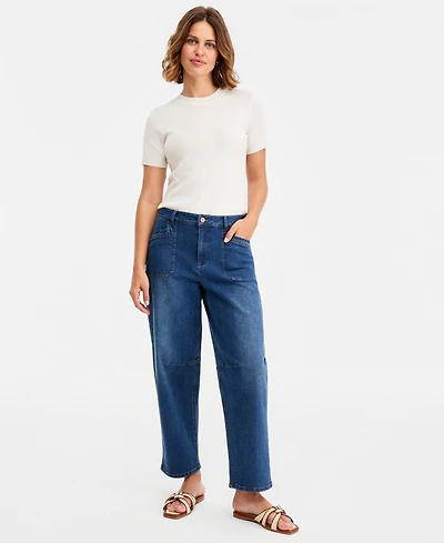 Jones New York Women's High-Rise Barrel-Leg Jeans
