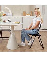 Gouun Padded Folding Chairs Pack of 4 with Faux Leather Cushion and Metal Frame, 350 lb Each