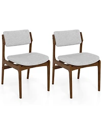 Gouun Modern Padded Dining Chairs Set of 2 with Rubber Wood Legs and Linen Seat