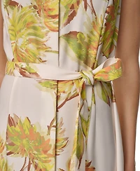 Calvin Klein Petite Printed Collared Neck Midi Shirt Dress