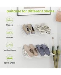 Gouun Set of 2 Wall-Mounted Metal Wire Shoe Shelves with Edge Protection
