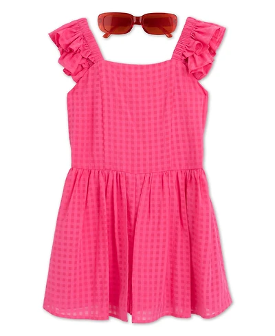 Speechless Girls' 7-16 Ruffle Sleeve Dress with Sunglass