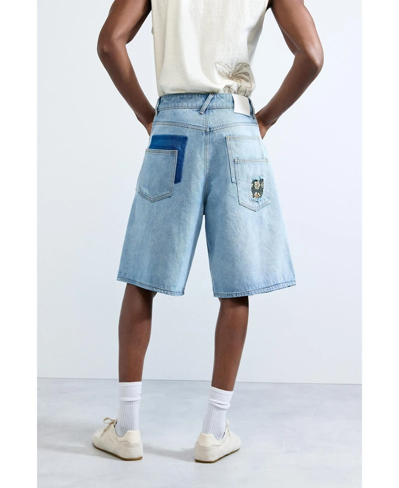 Desigual Men's Denim bermuda patches