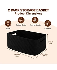 Gnuadz 2-pack Woven Rope Storage Basket Shelves Closet Cube Bins Gift