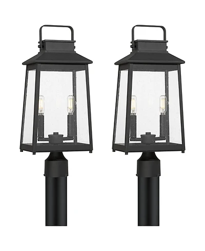 John Timberland Jubliee 20 High Modern Outdoor Post Light Fixture Pole Porch Set of 2 2-Light Metal Clear Glass Shade