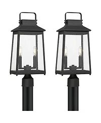 John Timberland Jubliee 20 High Modern Outdoor Post Light Fixture Pole Porch Set of 2 2-Light Metal Clear Glass Shade