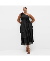 City Chic Women's Enchant Haze One Shoulder Maxi Dress