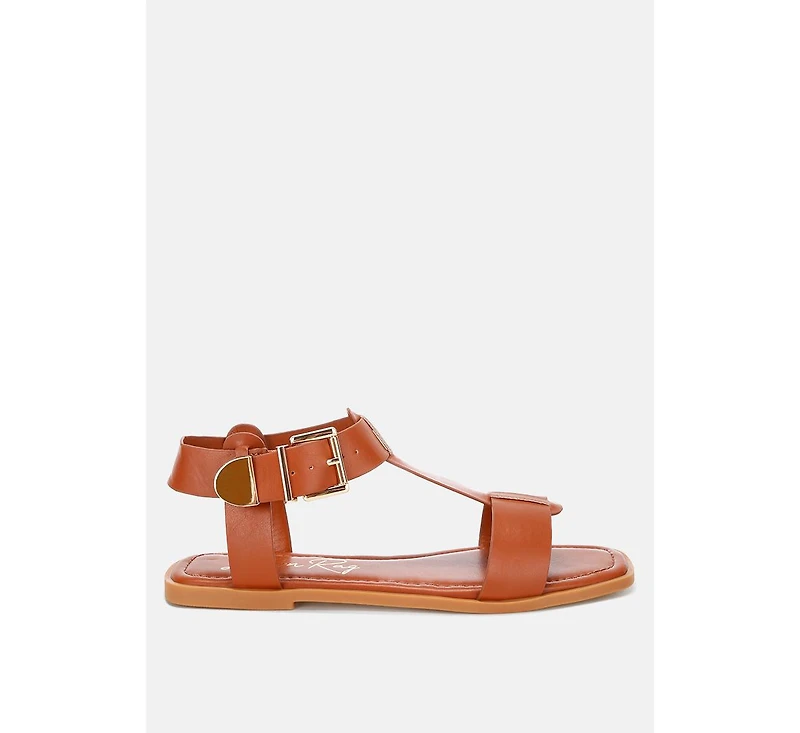 London Rag Women's Yumal Buckled Square Toe Flat Sandals