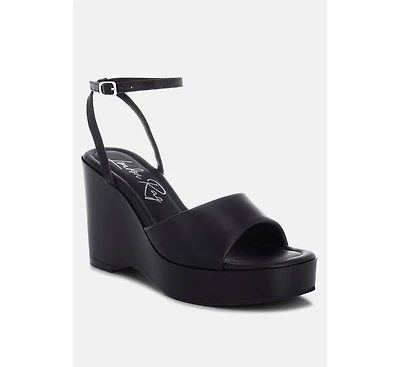 London Rag Women's Sangria Solid Platform Faux Leather Wedges