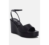 London Rag Women's Sangria Solid Platform Faux Leather Wedges