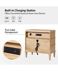 Hulala Home Taesan Transitional 28'' W 3-Drawer End Table with Charging Station