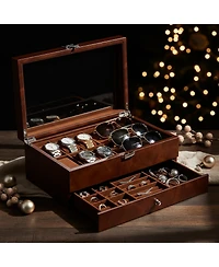 Yigii 12 Slot Watch Box Display Organizer Leather Automatic Led Light Battery Operated Gift