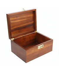 Yigii Large Wooden Storage Box with Adjustable Tray Removable Divider Keepsake Organizer for Trinkets Photos Gifts