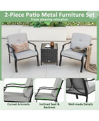 Gymax 4PCS Metal Chairs Outdoor Dining Seat Heavy Duty w/ Cushions Garden Patio