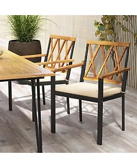 Gymax Patio Dining Chairs Set of 4 Metal Outdoor Chairs w/ Removable Padded Cushions