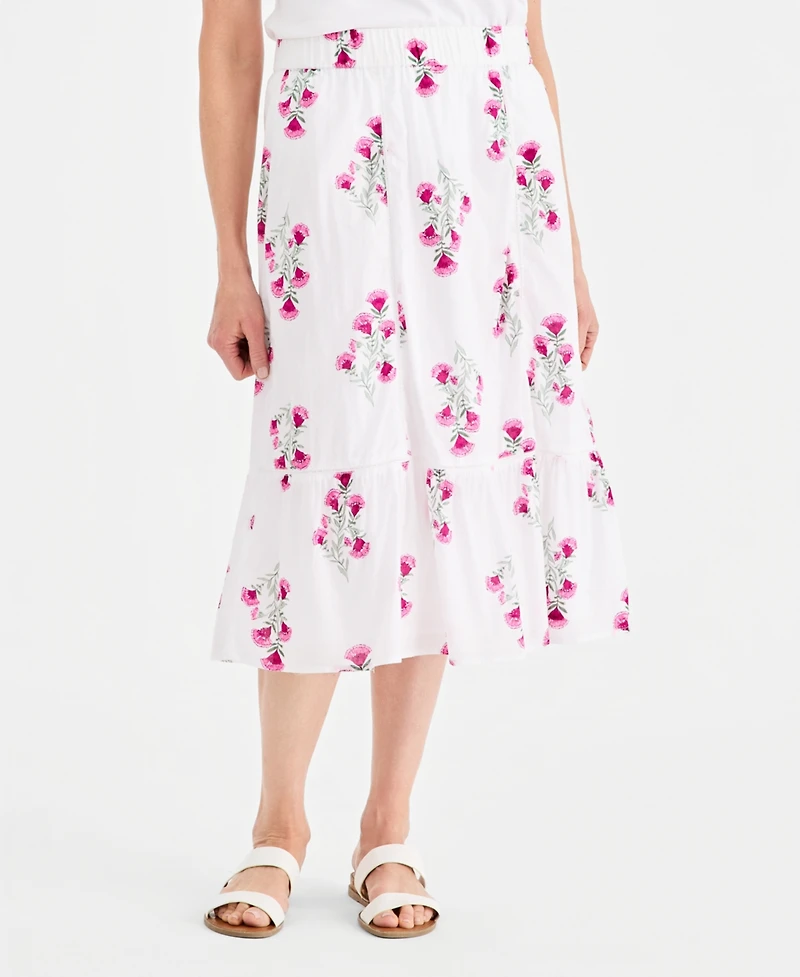 Style & Co Women's Printed Cotton Pull-On Midi Skirt, Macy's Exclusive