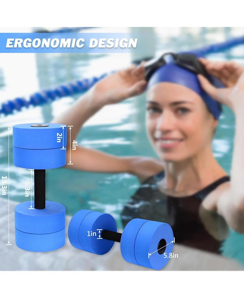 Hikeen Aquatic Exercise Dumbbells Water Dumbbell Pool Resistance Aquatic Fitness Barbells with 4 High-Density Eva Foam Pool Weights Dumbbells