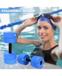 Hikeen Aquatic Exercise Dumbbells Water Dumbbell Pool Resistance Aquatic Fitness Barbells with 4 High-Density Eva Foam Pool Weights Dumbbells