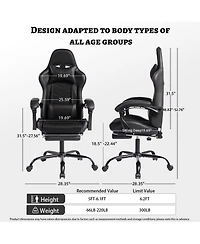 Flynama Massage Gaming Chair with Footrest,Pu Ergonomic E-Sports Chair