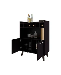 Flynama Wengue Bar Cabinet with Storage and Modern Conical Legs