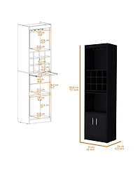 Flynama Multi-Storage Bar Cabinet with Rack, 71.1"H Compact Freestanding Home Bar