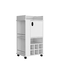 Flynama Bar Cart 4.4" W x 16.34" D with 4 Cabinets with Casters Neutral Finish