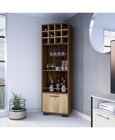 Flynama Bar Cabinet 20" H x 20.5" W with 1 Cabinet, 2 Drawers, 1 Shelf Macadamia Finish