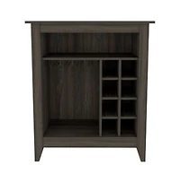 Flynama Espresso Bar Cabinet with 1 Open Shelf, 6 Built-in Wine Rack and 1 Drawer