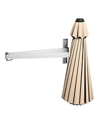 Gouun 8 ft Wall-Mounted Telescopic Folding Patio Umbrella with Adjustable Pole