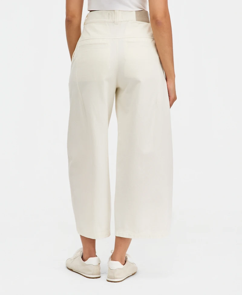 Free People Women's Laydown High-Rise Barrel-Leg Chino Cotton Pants