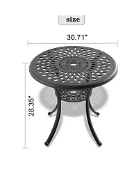 Clihome 30.71-inch Cast Aluminum Patio Dining Table With Frame and Umbrella Hole