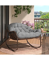 Homfan Rocking Egg Chair with Extra-Thick Cushions, Heavy-Duty 450 lb Capacity Steel Frame and Hand-Woven Pe Wicker for Indoor Outdoor