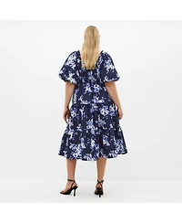 City Chic Women's Fantasy Floral Print V Neck Dress