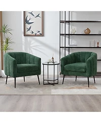 Streamdale Furniture Chenille Barrel Accent Chair, Metal Legs, Tufted