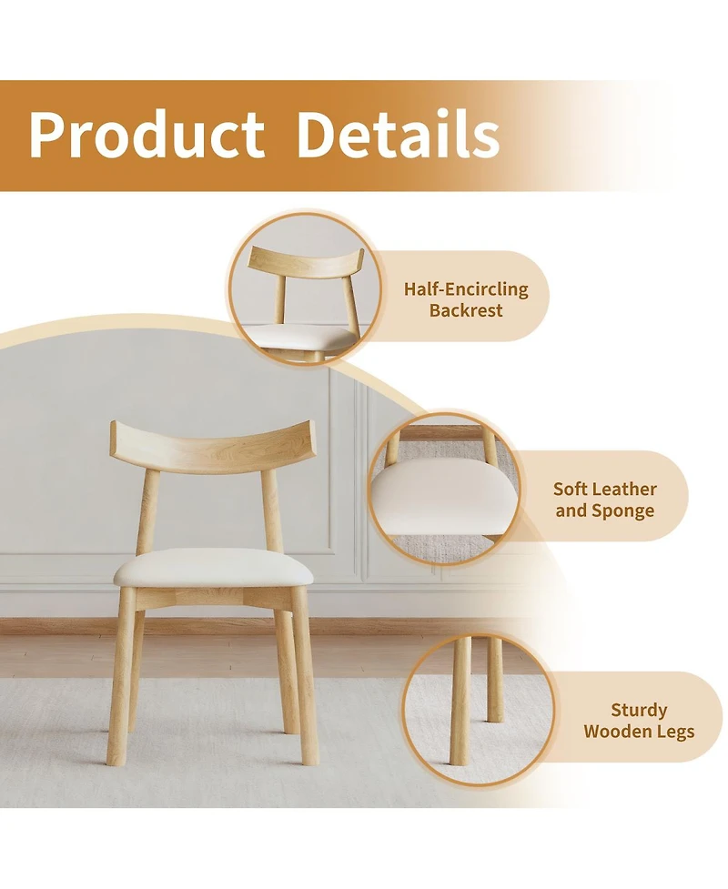 Streamdale Furniture Modern Wood Dining Chairs with Leather Cushions (Set of 2