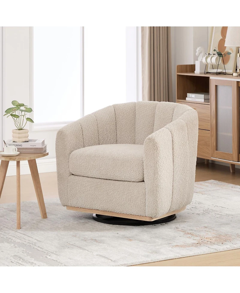Streamdale Furniture 31.89" Wide Modern Chenille Cushioned Metal Base 360degree(s) Swivel Chair
