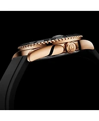 Stuhrling Depthmaster 4072 Men s Quartz Diver Watch – 42mm, Rose Gold-Tone Case, Black Dial, Silicone Strap, Date, 100M Water Resistant