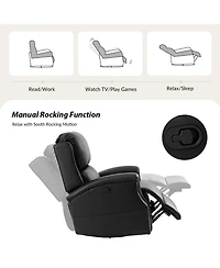 Hulala Home Felisa Traditional Swivel Rocker Manual Genuine Leather Recliner