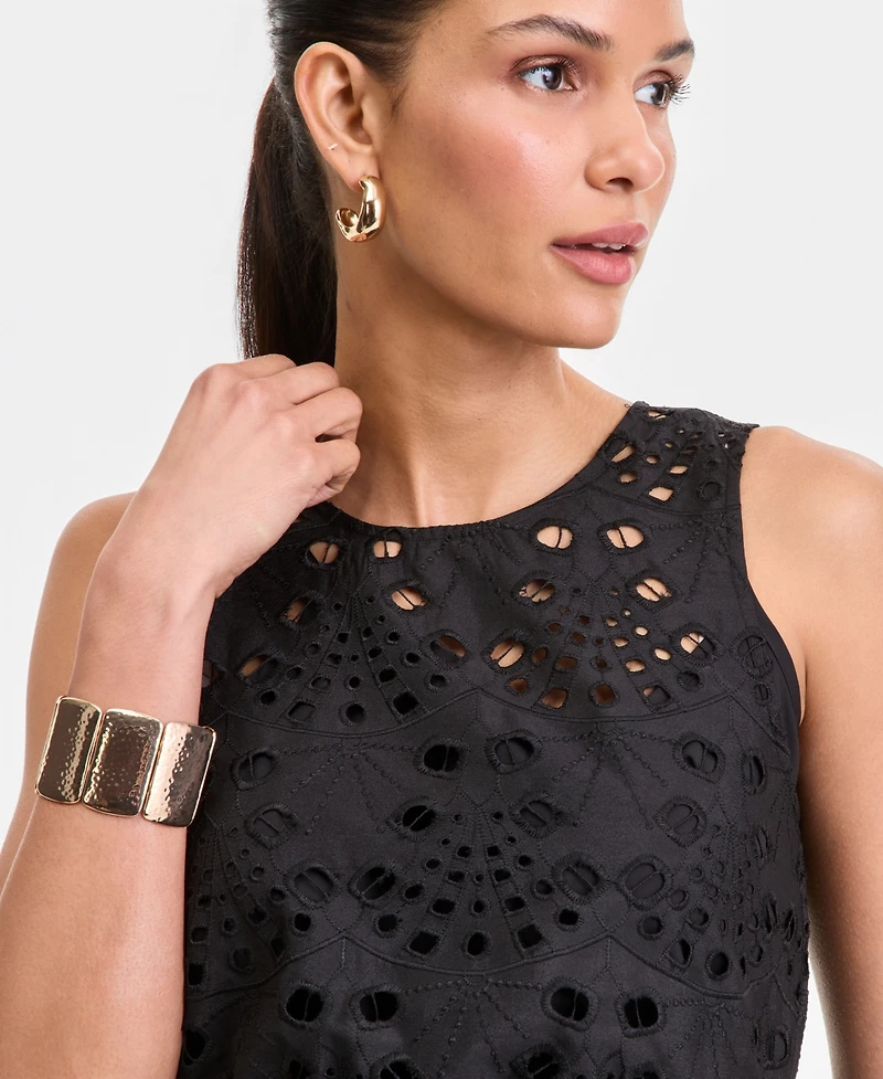 I.n.c. International Concepts Women's Sleeveless Eyelet Lace Peplum Top, Macy's Exclusive