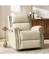 Hulala Home Felisa Traditional Swivel Rocker Manual Genuine Leather Recliner