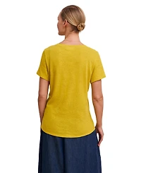 Celtic & Co. Women's Relaxed V-Neck Linen Blend T-Shirt