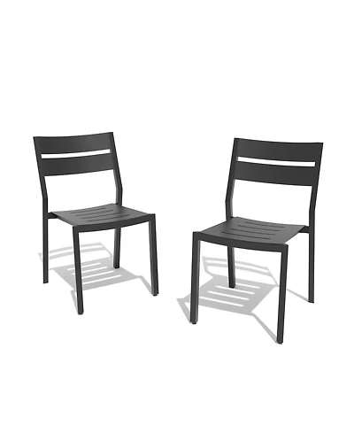 Pellebant Outdoor Patio All-Weather Dining Chairs Set Aluminum Stackable Chairs